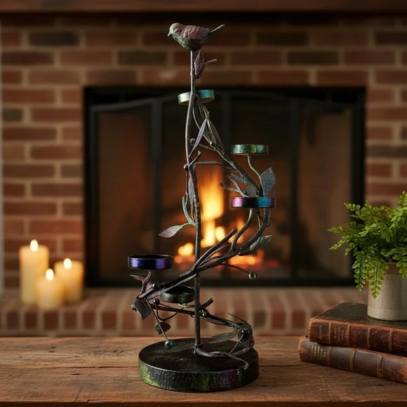 HANDCRAFTED Upcycled Metal Tea Light Candle Holder HANDPAINTED Table Art Decor - Picture 1 of 17